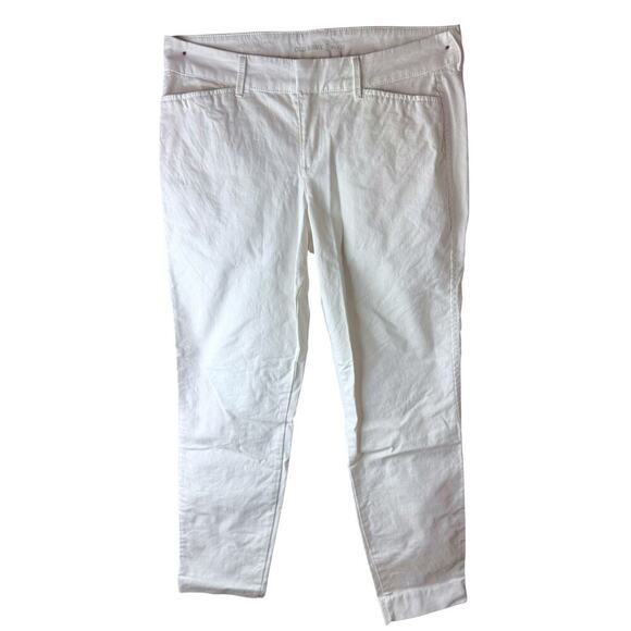 Old Navy Pixie Pants Women’s Size 4 White Slim Fit Ankle Trousers Stretch Cotton - Picture 2 of 9